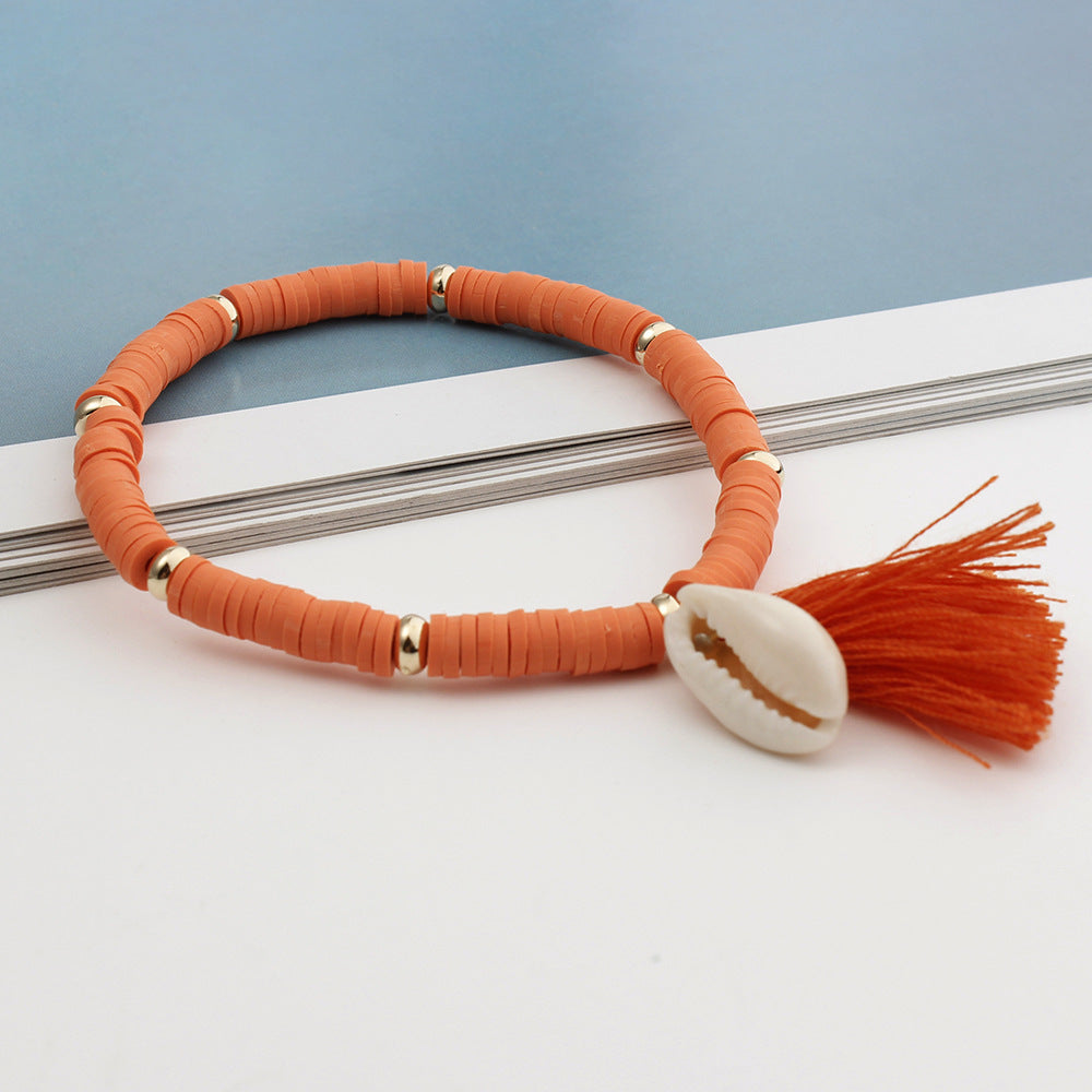 Wholesale Colorful Soft Pottery Shell Tassel Bracelet